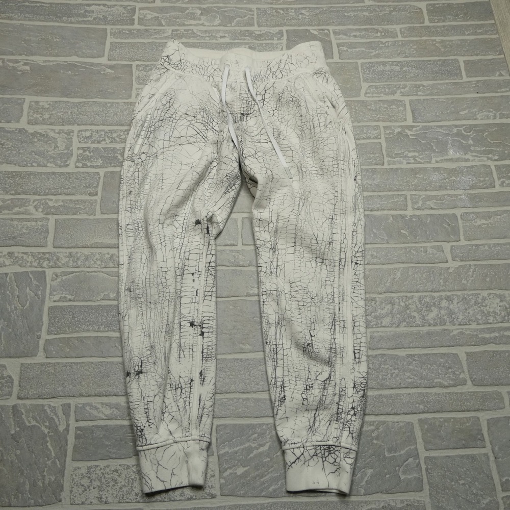 Lululemon Warm Down‎ Jogger Pants Womens Size 6 White Marble Cotton Athletic